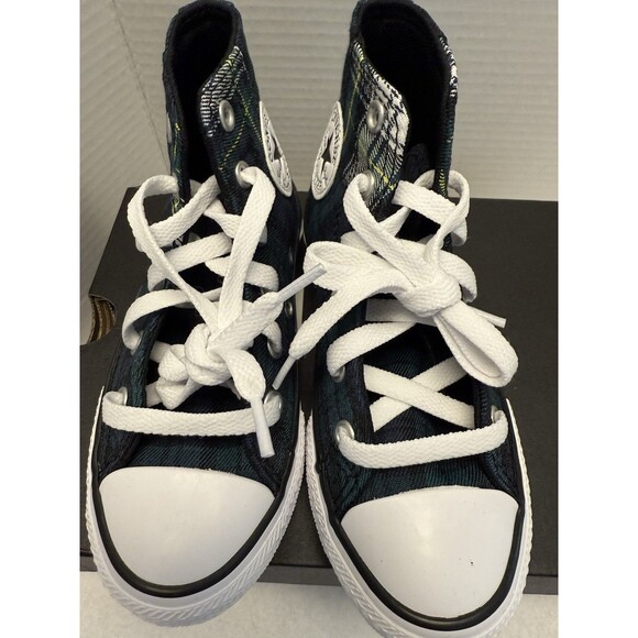 New Converse Chuck Taylor All Star Plaid High Tops Youth Sz 12 Lace Up Stars - Picture 9 of 12